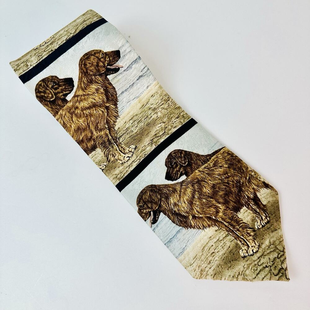 Endangered Species Tie Vintage 4" x 60" John Weiss SILK Golden Retriever Vintage